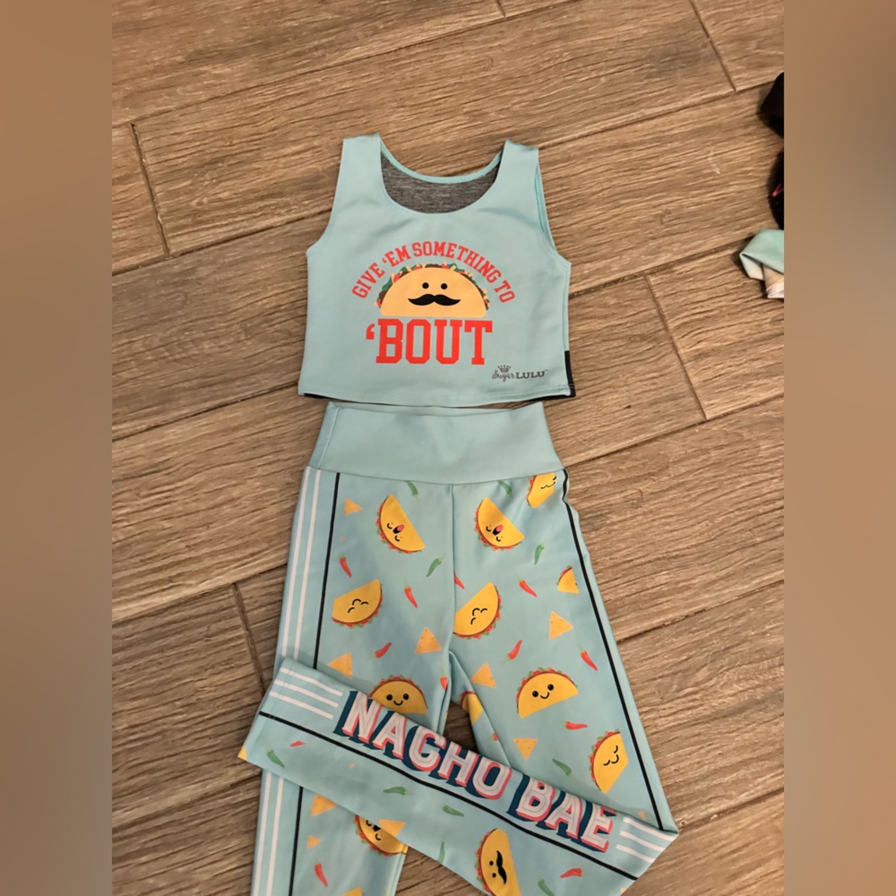 Sugarlulu girl medium athletic, gymnastics, cheer dance set. TACO